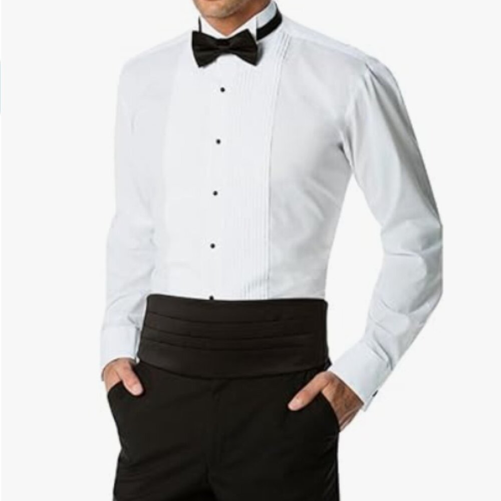Neil Allyn Men's White Wing Tip‎ Collar Pleat Tuxedo Shirt Size 5XL NEW